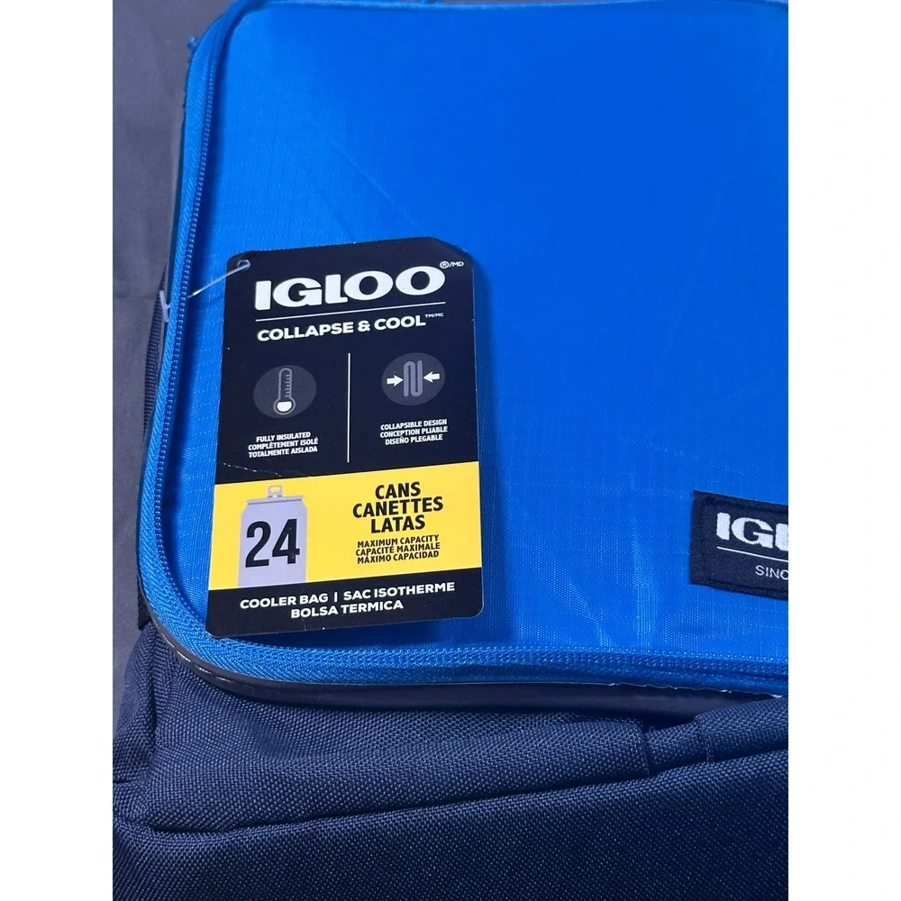 Igloo Collapse & Cool 24 Can Soft Sided Cooler Bag Blue 4903415 New‎